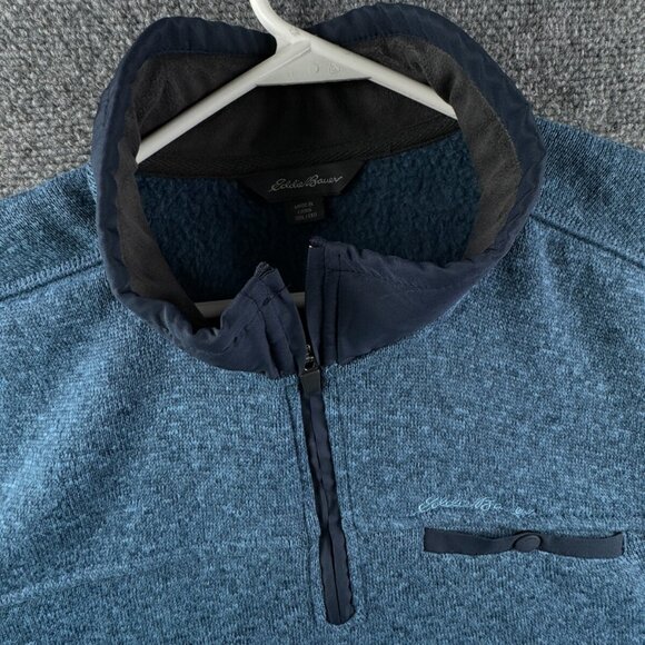 Eddie Bauer Men Pullover 2XL Blue Long Sleeve Fleece 1/4 Zip Sweatshirt Outdoors - Picture 6 of 15